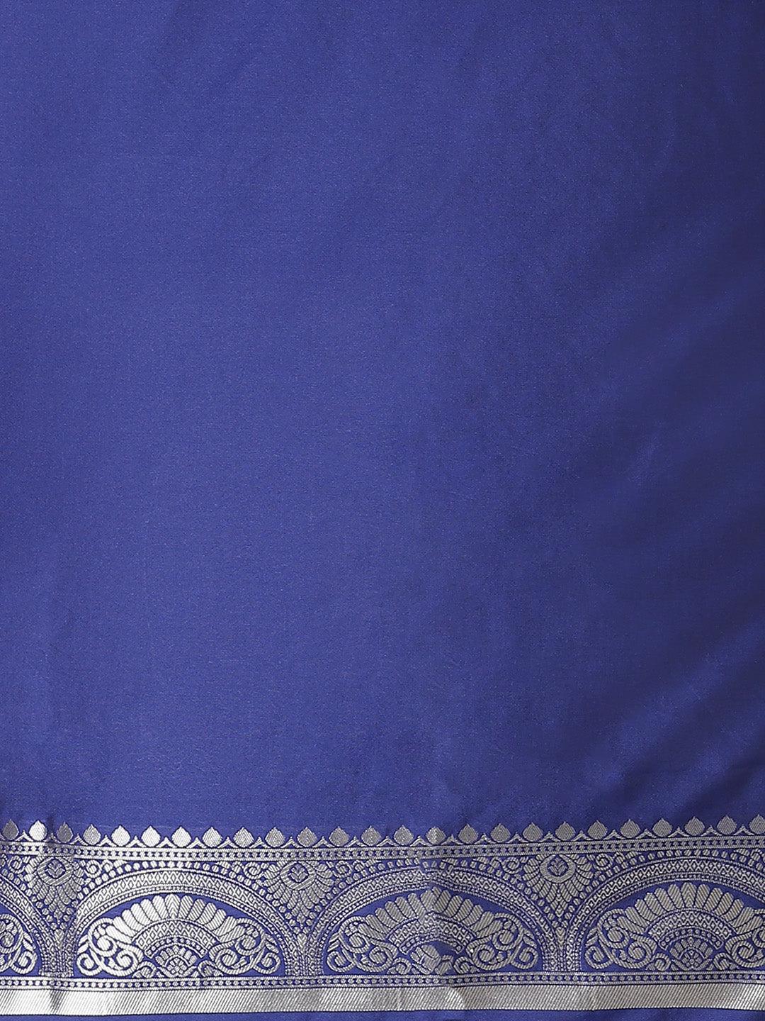 Blue Woven Design Brocade Saree - Libas