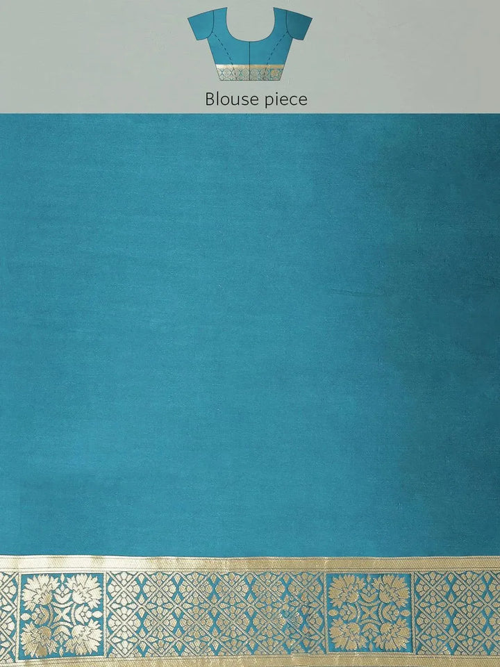 Blue Woven Design Brocade Saree - Libas