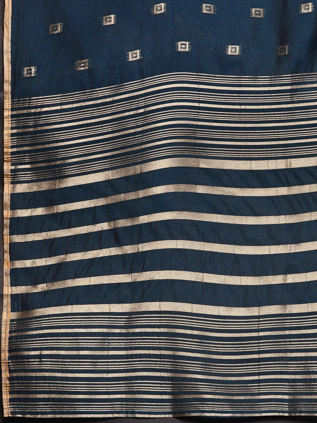 Blue Woven Design Chanderi Silk Straight Kurta With Trousers & Dupatta - Libas 