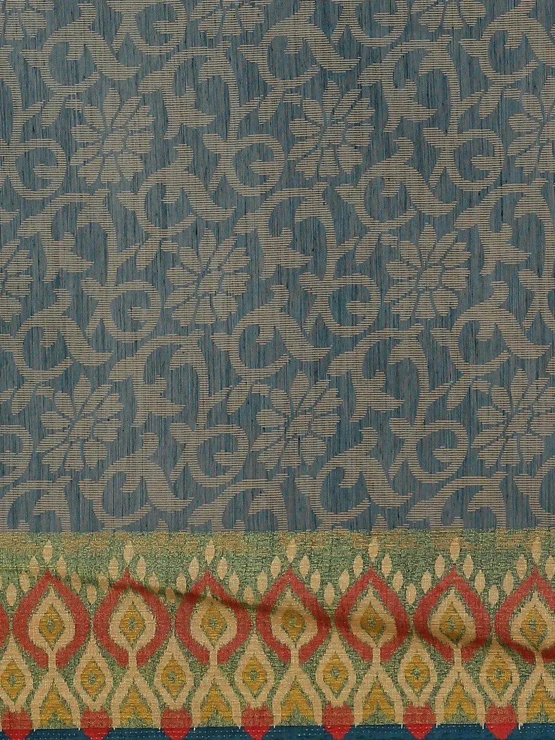 Blue Woven Design Cotton Saree - Libas 