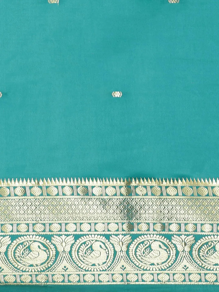 Blue Woven Design Silk Blend Saree - Libas