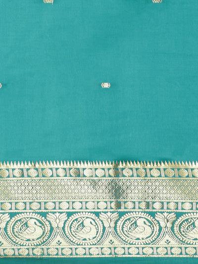 Blue Woven Design Silk Blend Saree - Libas