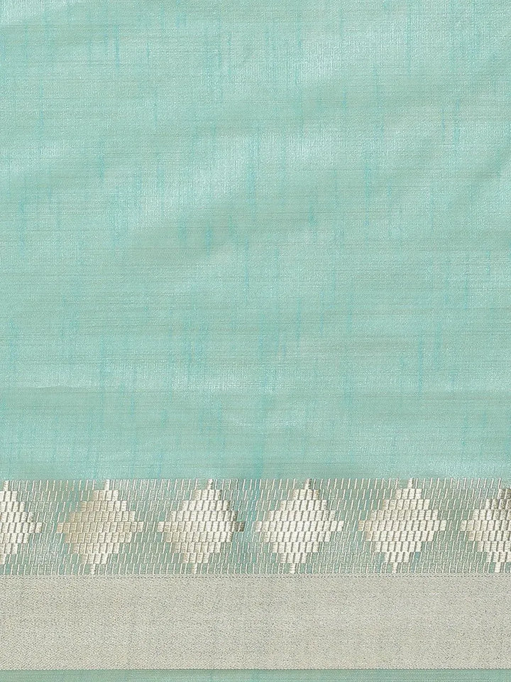 Blue Woven Design Silk Blend Saree - Libas