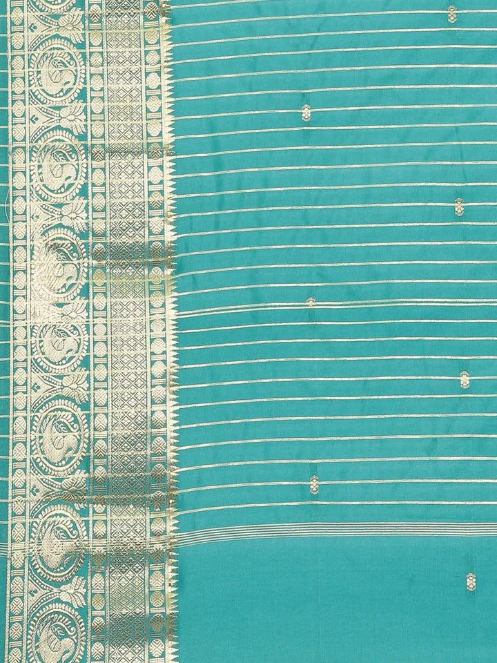 Blue Woven Design Silk Blend Saree - Libas