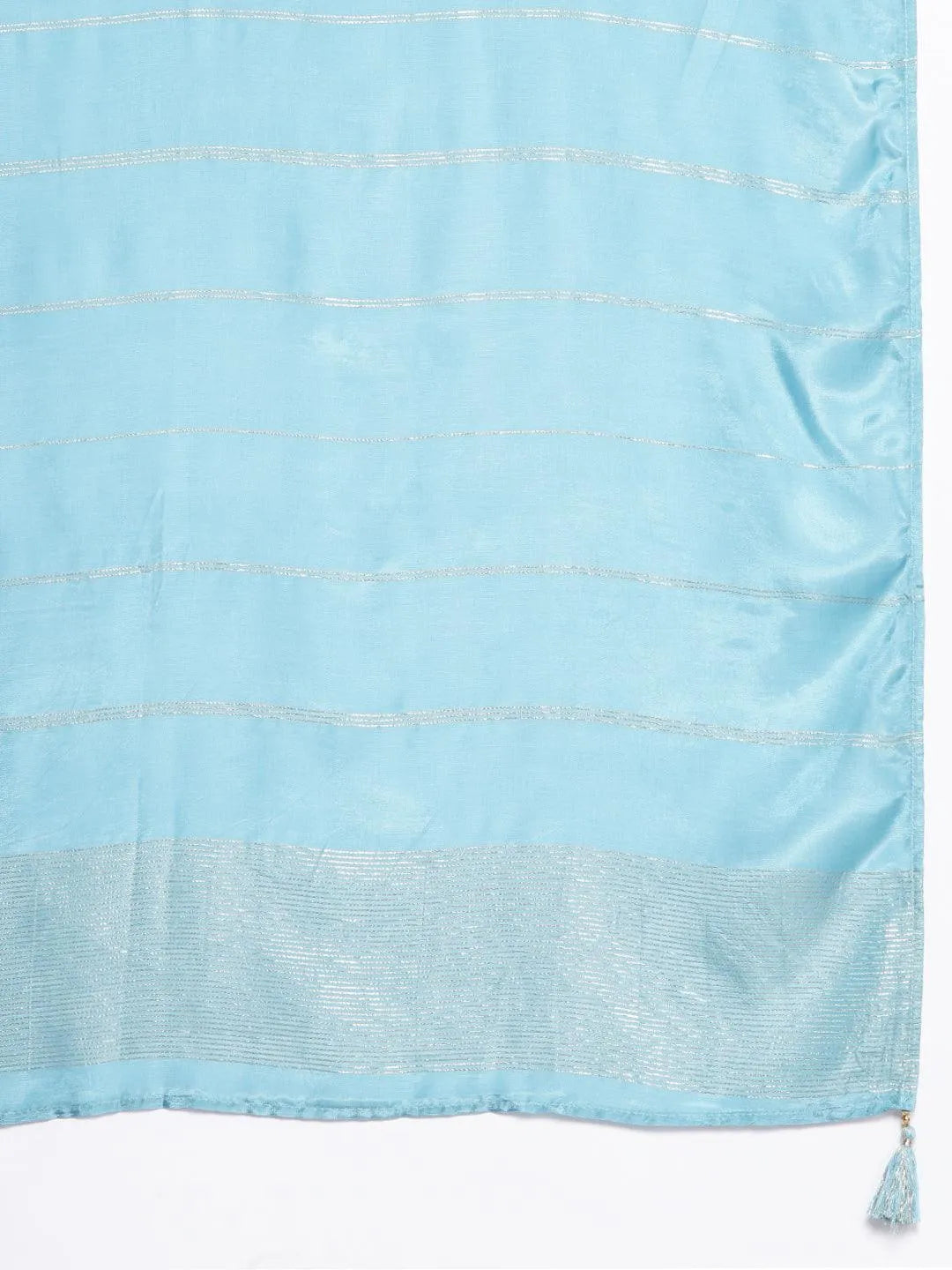 Blue Woven Design Silk Blend Straight Kurta With Trousers & Dupatta - Libas 