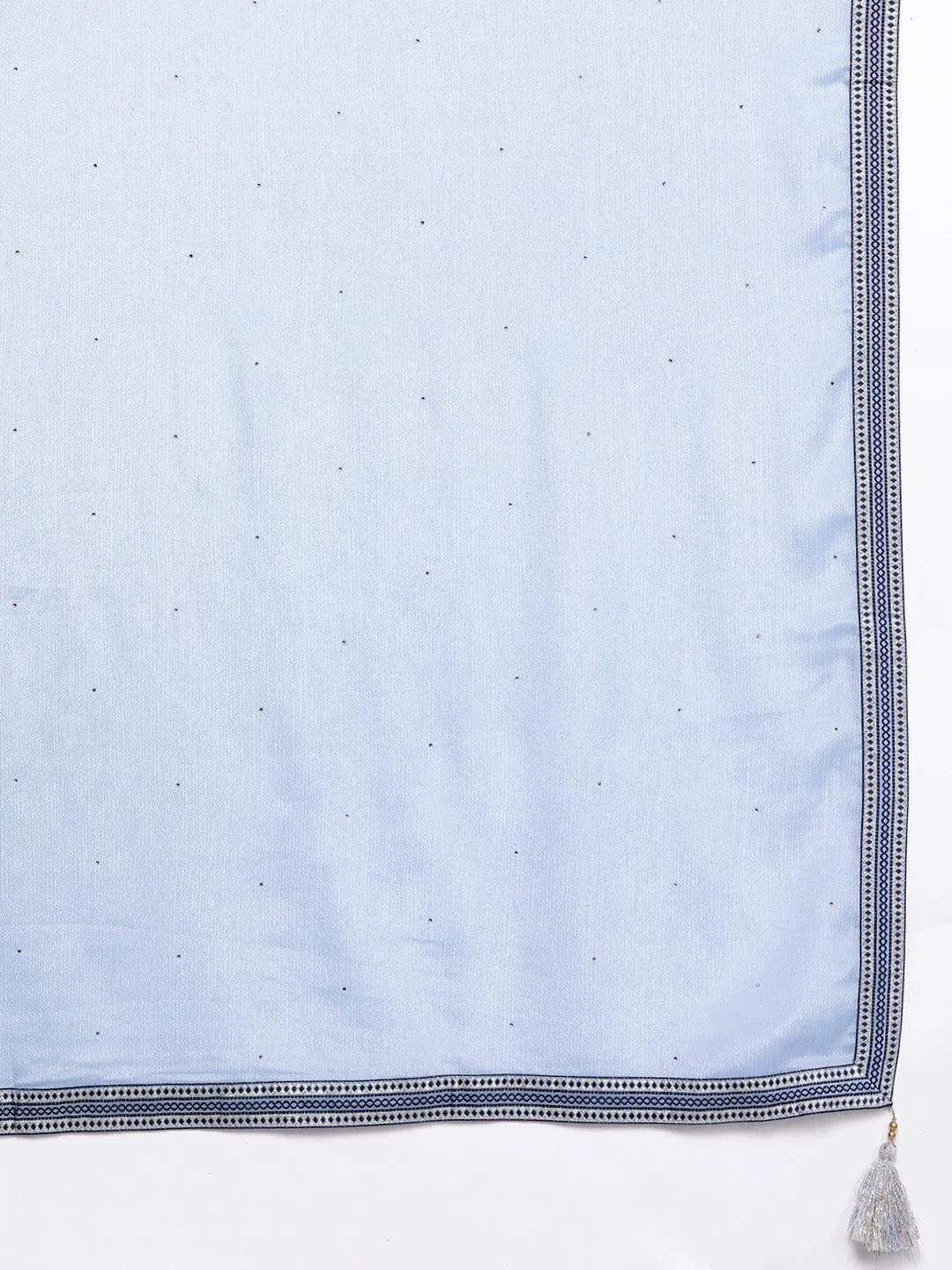 Blue Woven Design Silk Blend Straight Kurta With Trousers & Dupatta - Libas 