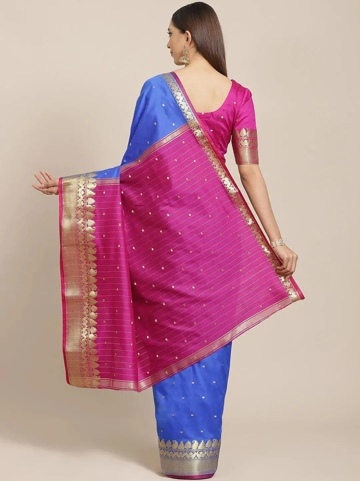 Blue Woven Design Silk Saree - Libas