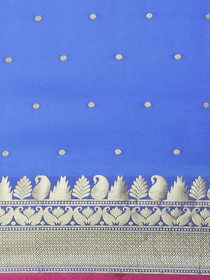 Blue Woven Design Silk Saree - Libas