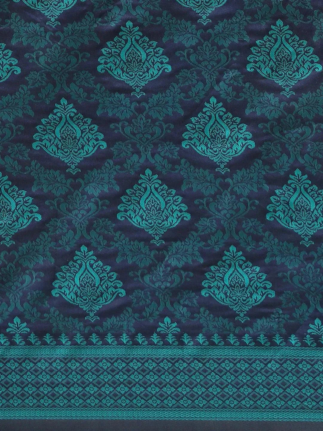 Blue Woven Design Silk Saree - Libas 