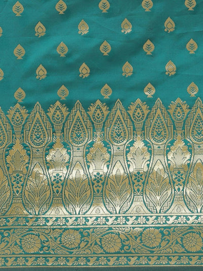 Blue Woven Design Silk Saree - Libas