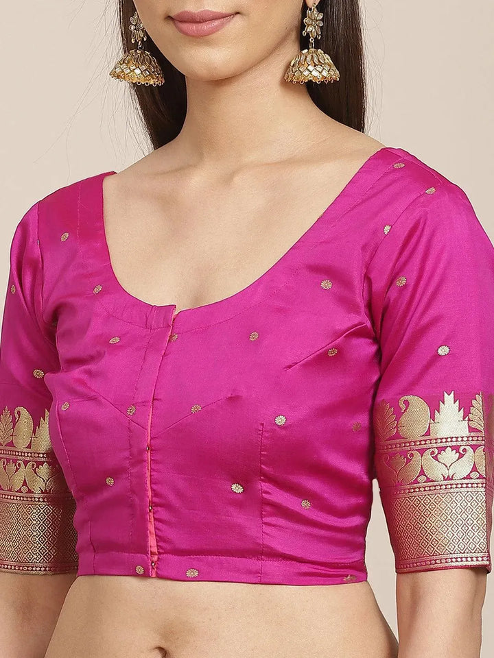 Blue Woven Design Silk Saree - Libas