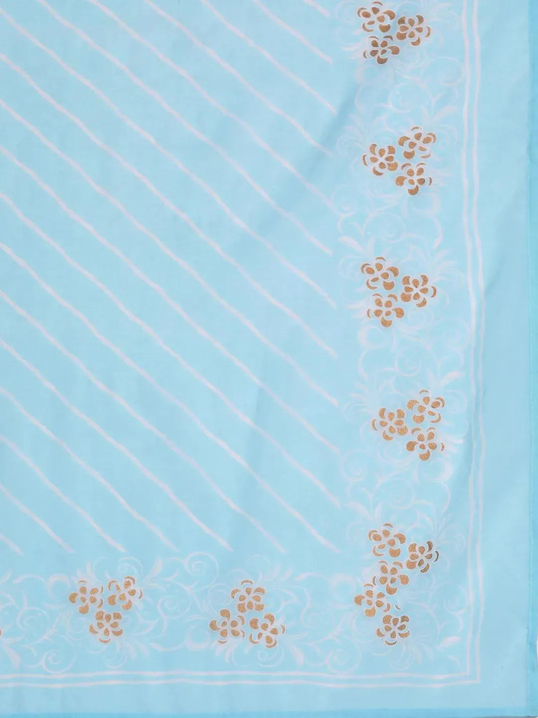 Blue Yoke Design Cotton A-Line Suit Set With Trousers - Libas 