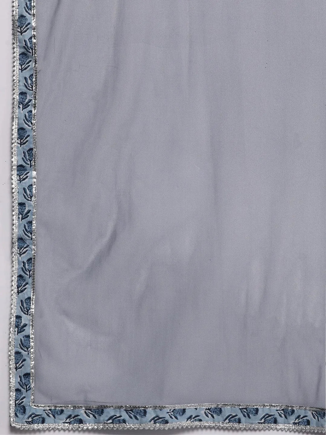 Blue Yoke Design Cotton Anarkali Suit Set With Trousers - Libas 