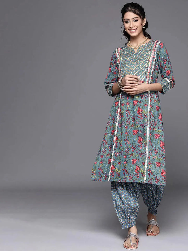 Blue Yoke Design Cotton Kurta - Libas