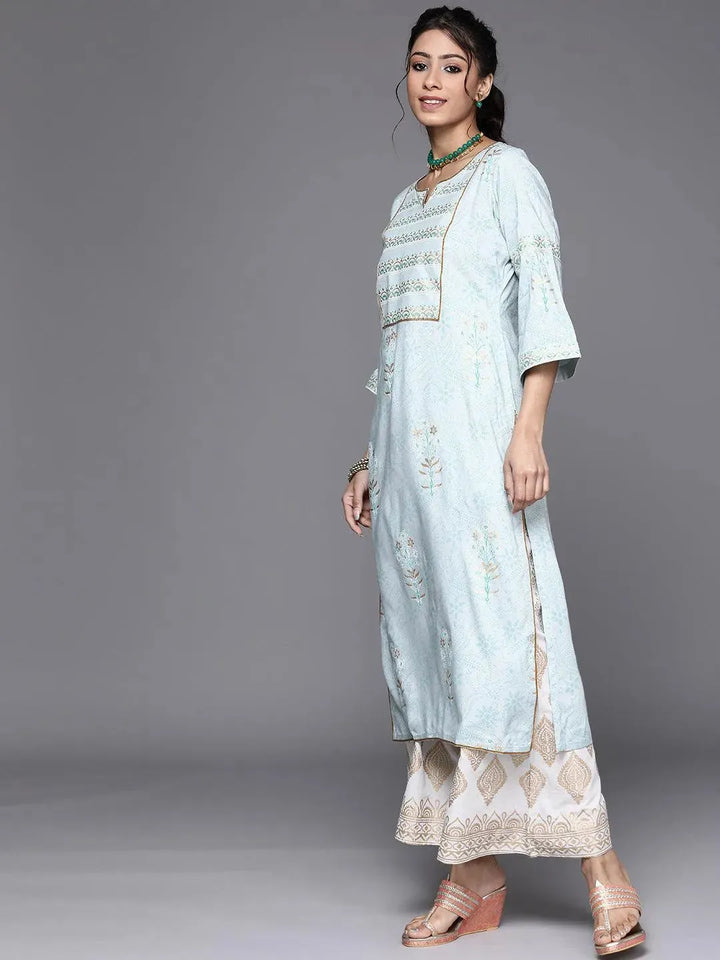 Blue Yoke Design Cotton Kurta - Libas