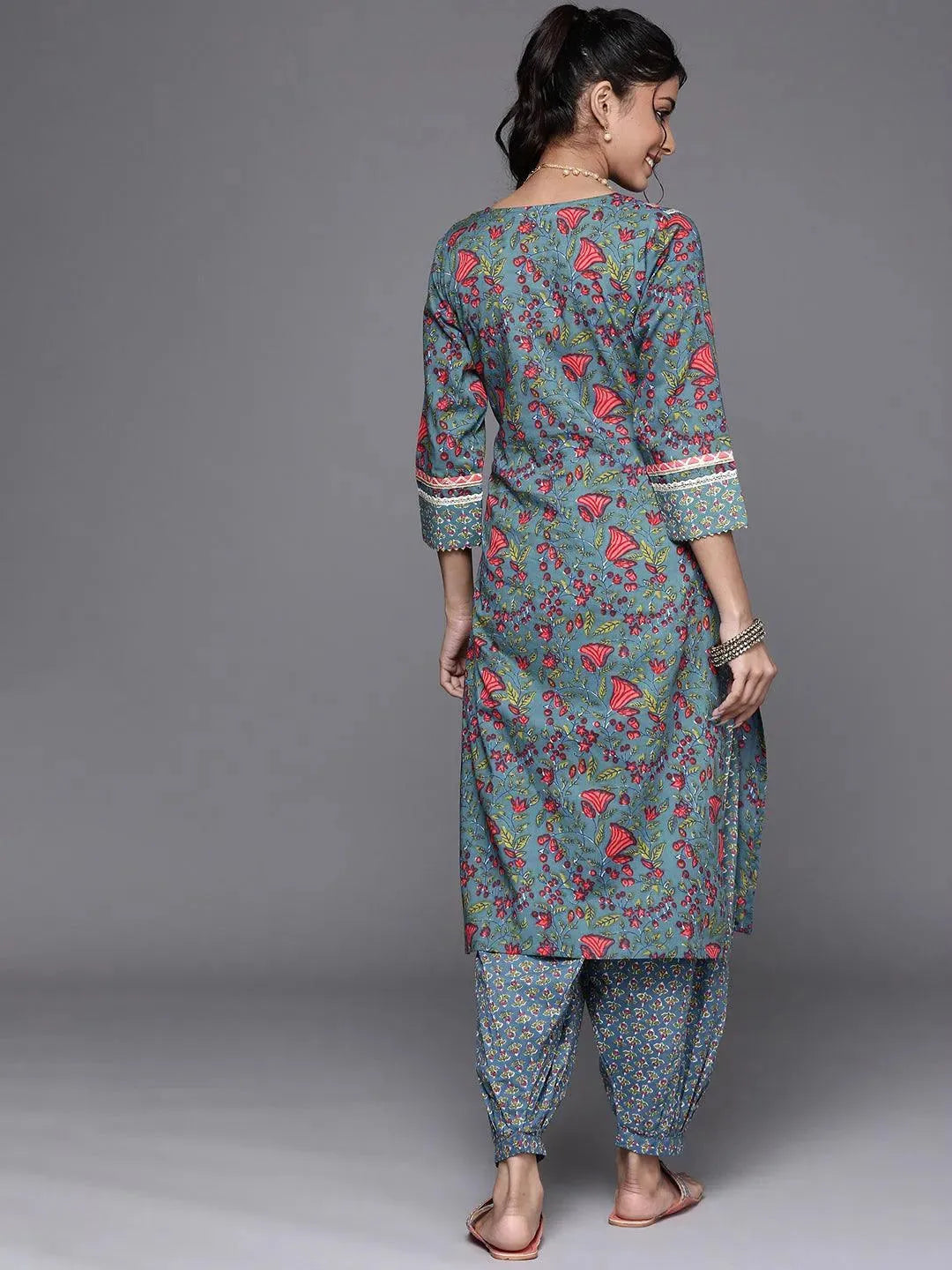 Blue Yoke Design Cotton Kurta - Libas