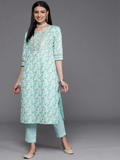 Blue Yoke Design Cotton Silk Kurta - Libas