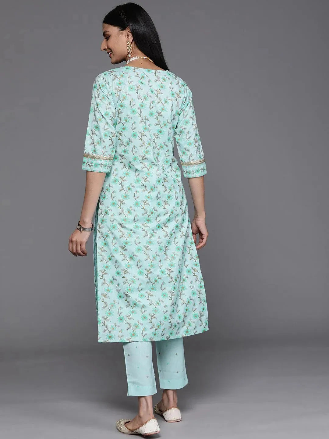 Blue Yoke Design Cotton Silk Kurta - Libas