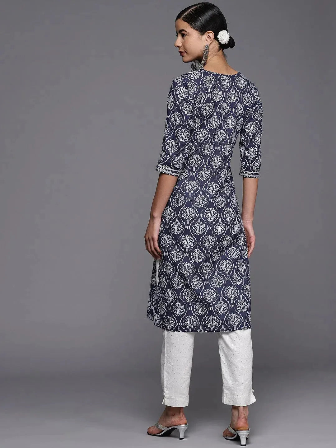 Blue Yoke Design Cotton Straight Kurta - Libas 