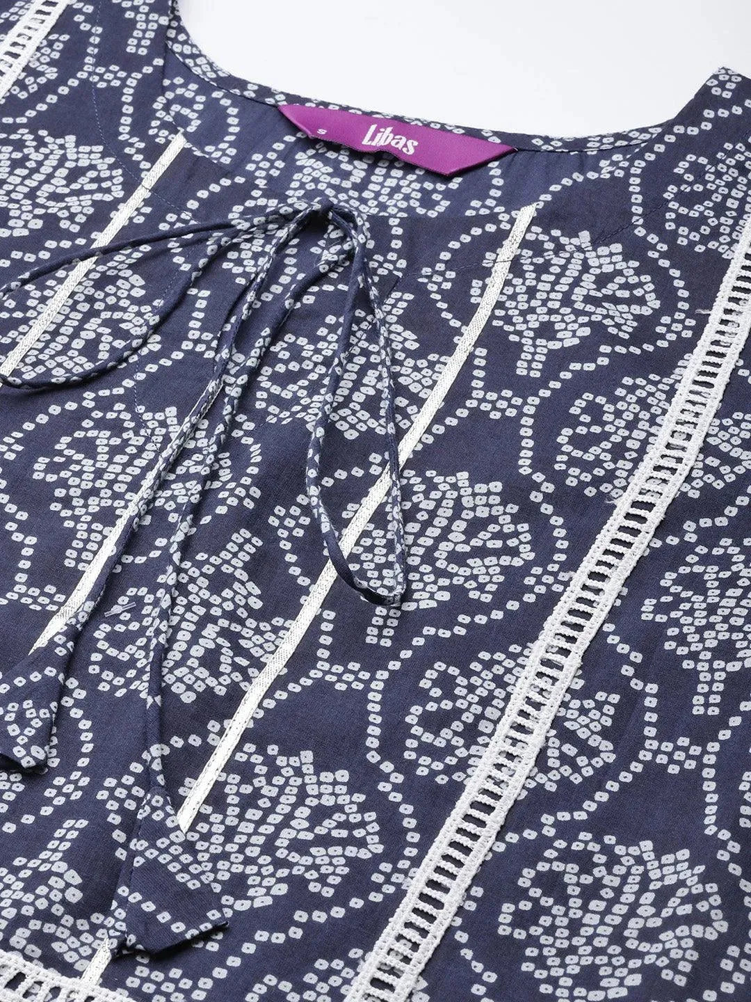 Blue Yoke Design Cotton Straight Kurta - Libas 
