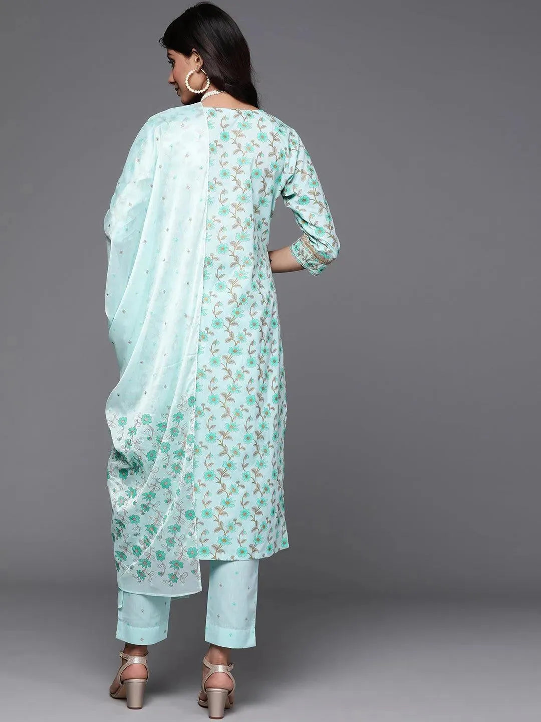 Blue Yoke Design Cotton Suit Set - Libas