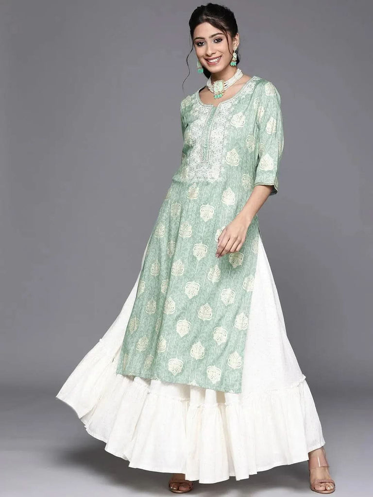 Libas Blue Yoke Design Rayon Kurta