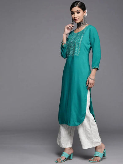Blue Yoke Design Rayon Kurta - Libas