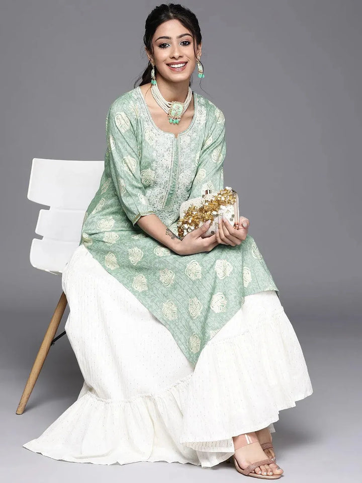 Blue Yoke Design Rayon Kurta - Libas