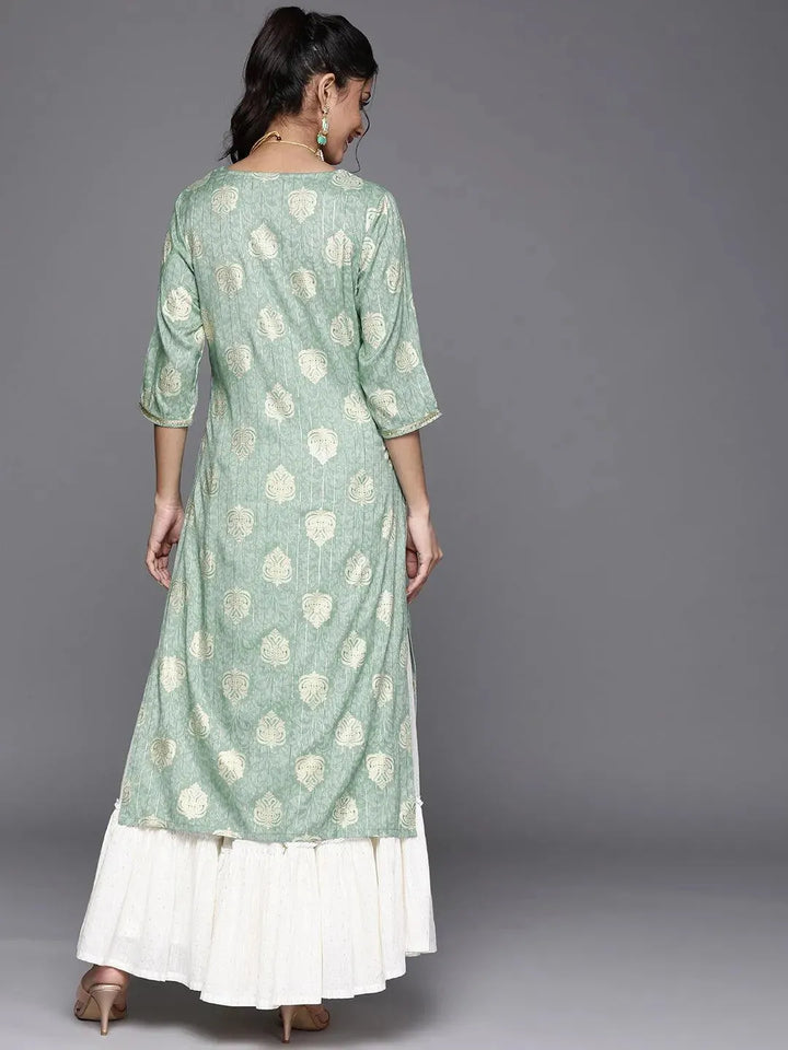 Blue Yoke Design Rayon Kurta - Libas