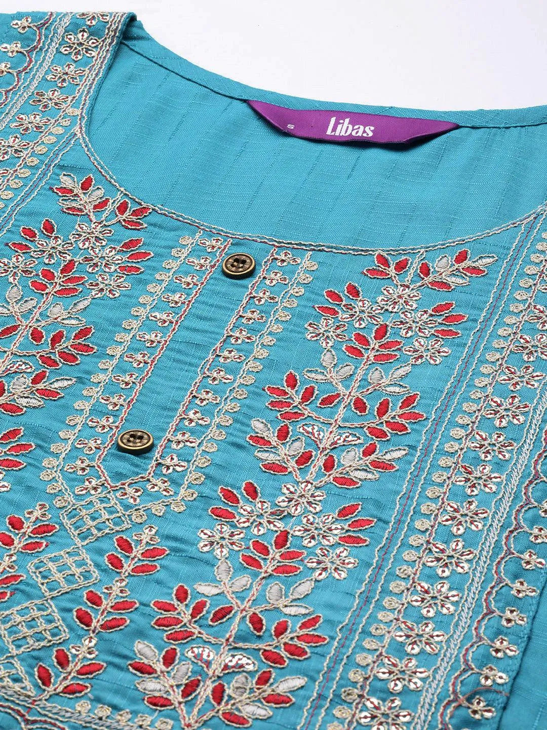 Blue Yoke Design Rayon Straight Kurta - Libas 
