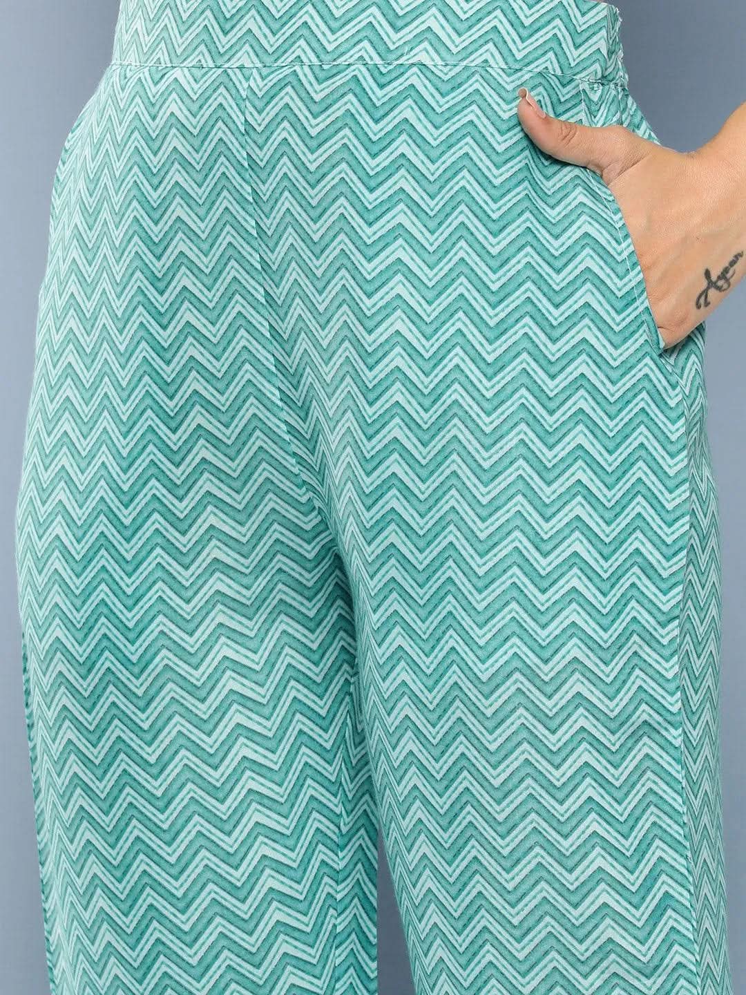 

Blue Yoke Design Silk Blend Straight Kurta With Trousers & Dupatta