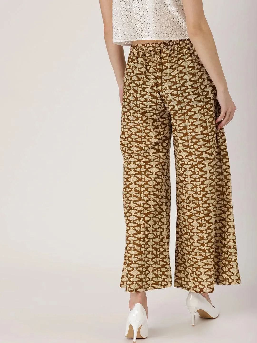 

Buy Brown Abstract Cotton Palazzos - PL298-XL | Libas Ethnic Wear Online