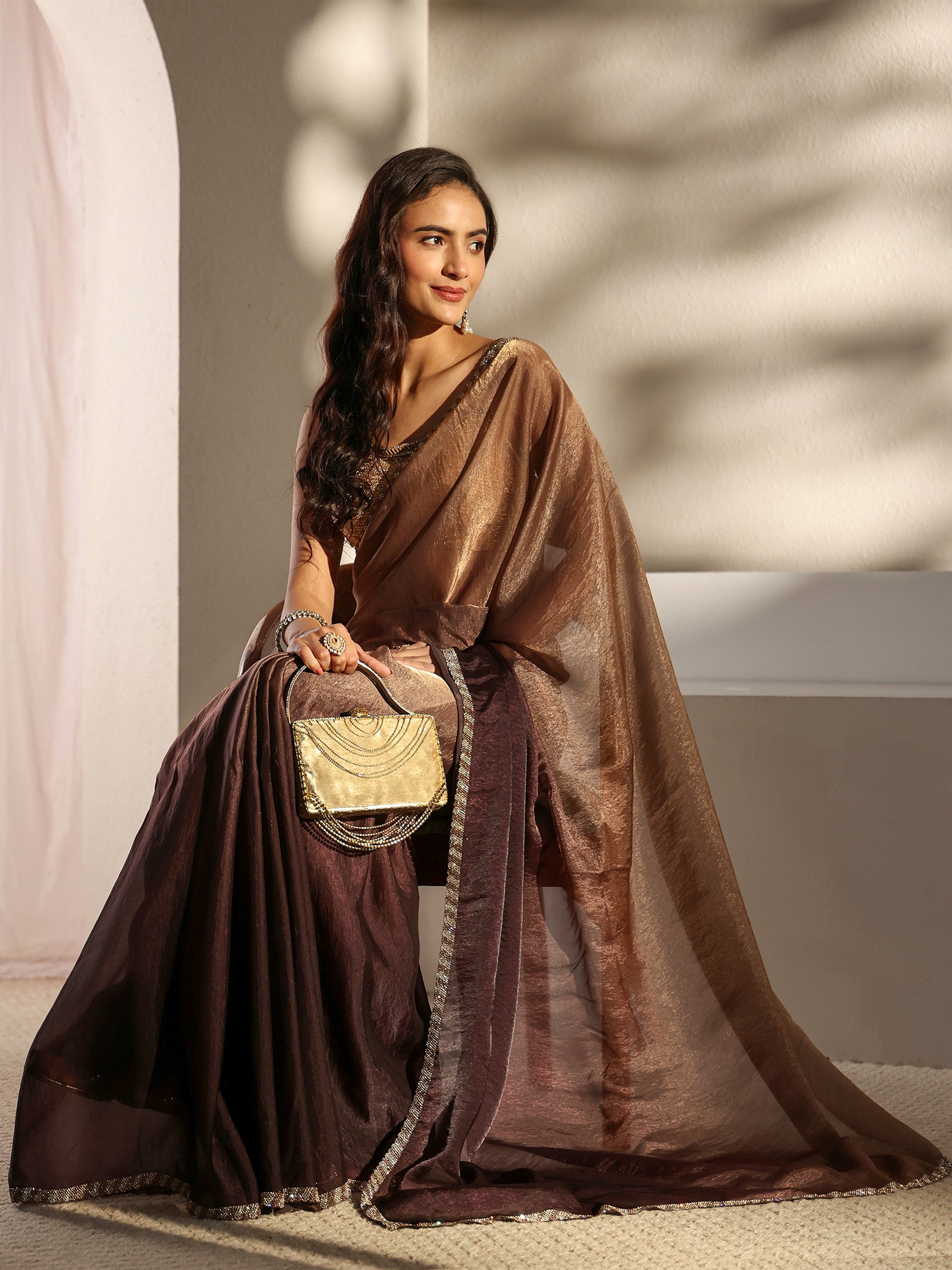 libas Brown Embellished Border Ombre Tissue Saree With Unstitched Blouse Piece-picture-66