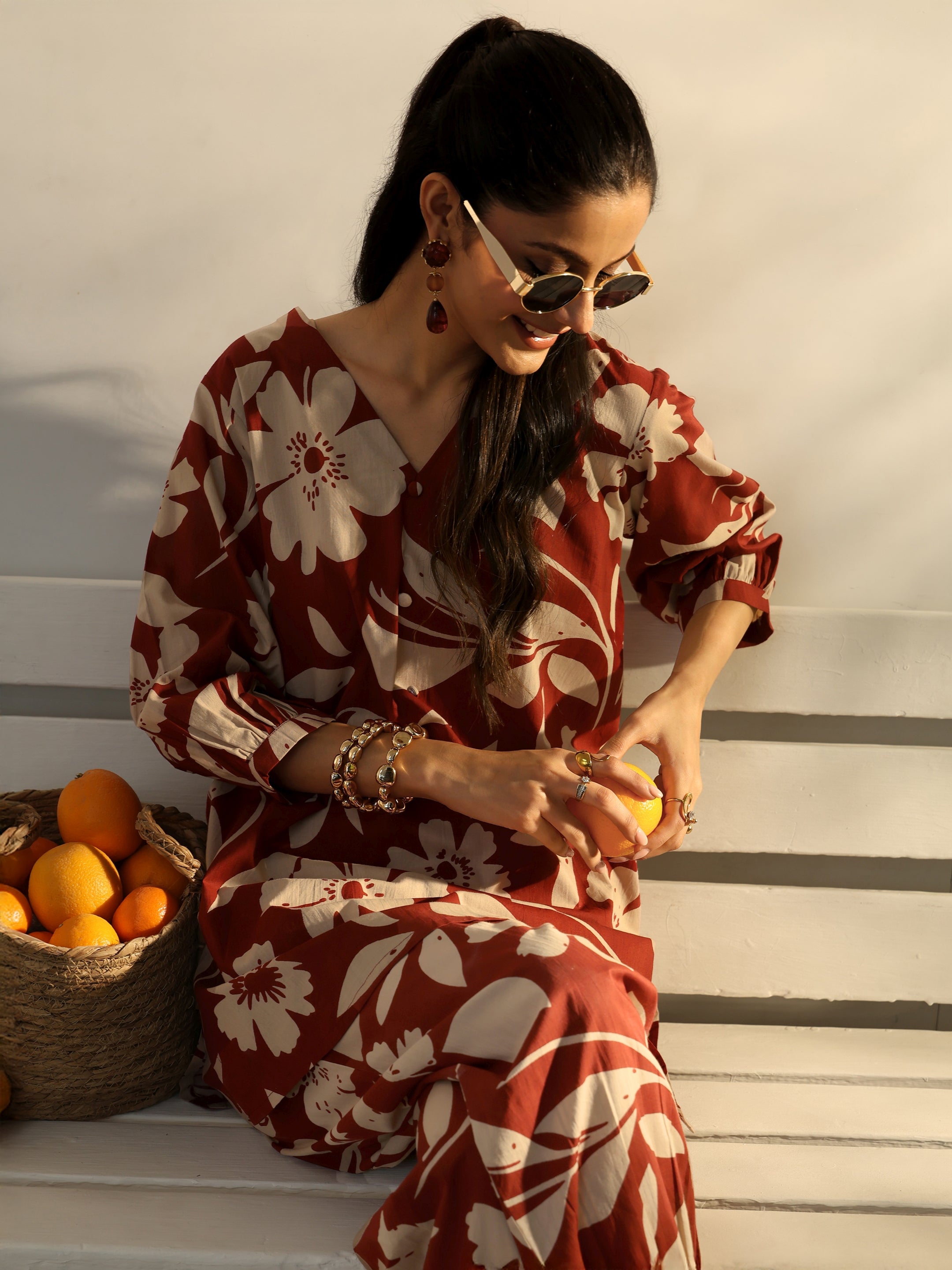 libas Brown Floral Printed Cotton Co-Ord Set-picture-33