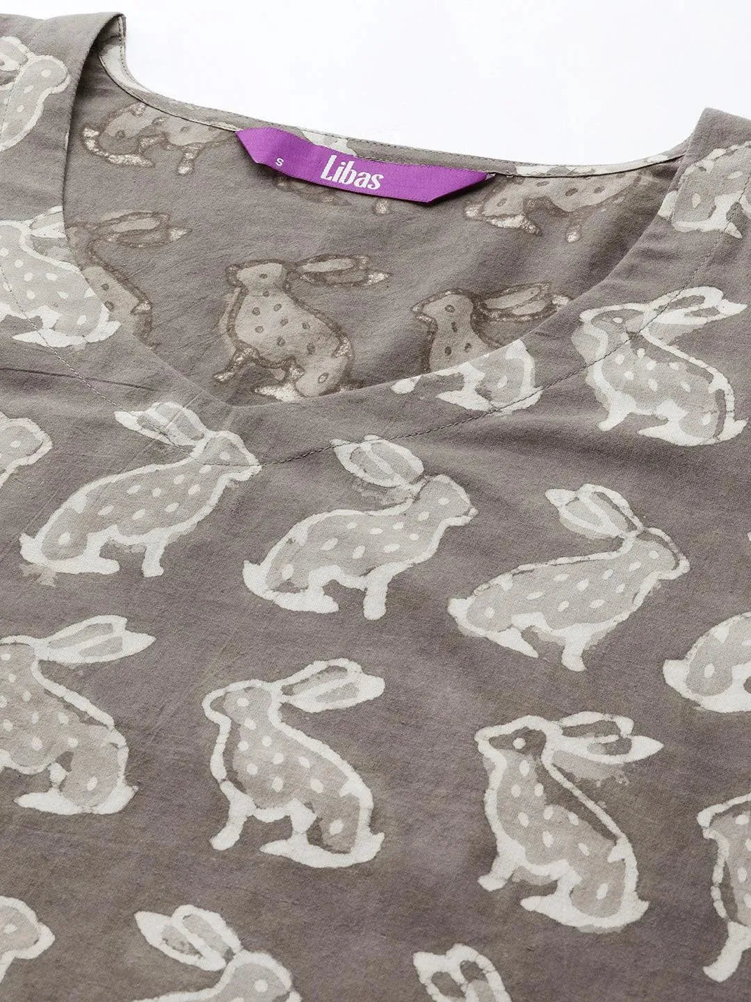 Brown Printed Cotton Night Suit - Libas 
