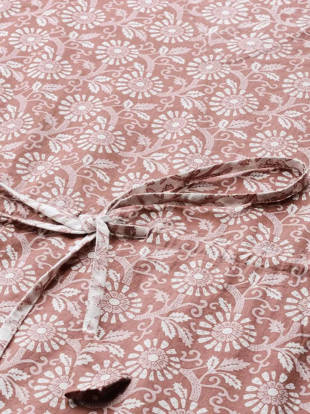 Brown Printed Cotton Night Suit - Libas 