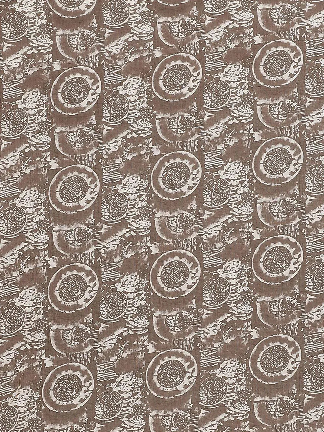 Brown Printed Cotton Saree - Libas 