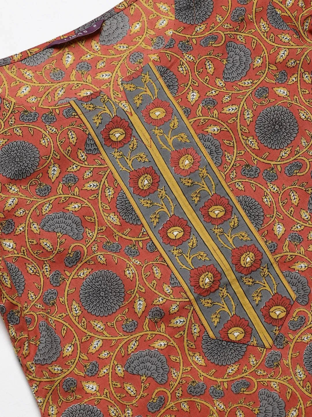 Brown Printed Cotton Suit Set - Libas 