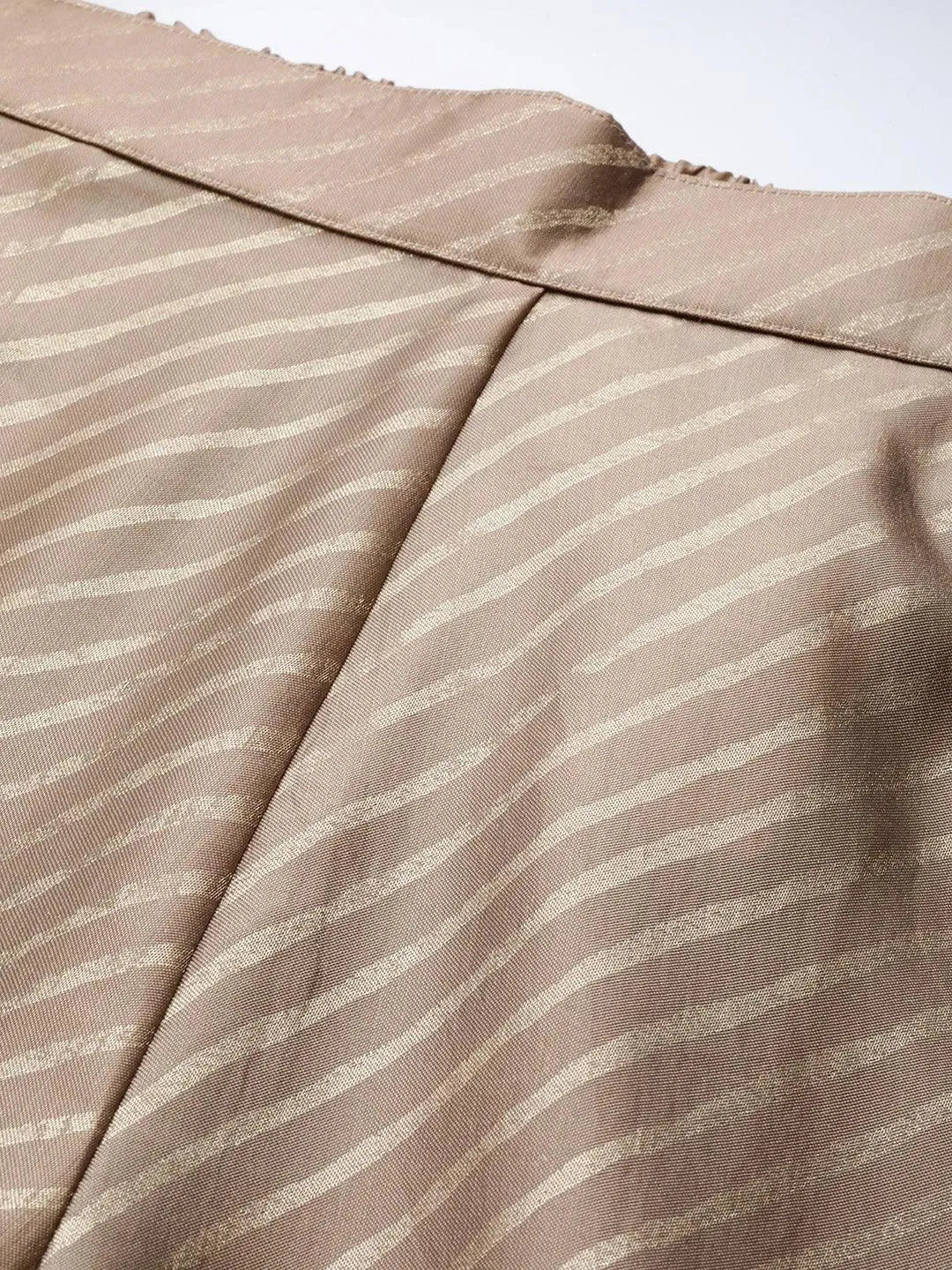 Brown Printed Silk Trousers - Libas 