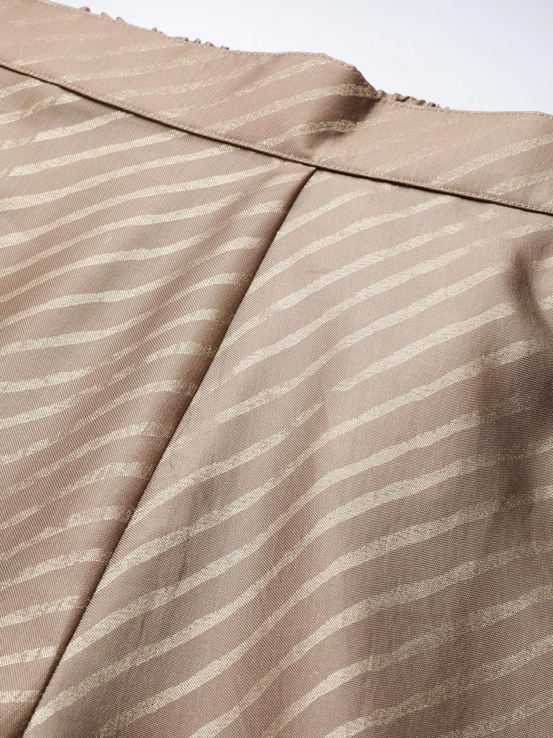 Brown Printed Silk Trousers - Libas