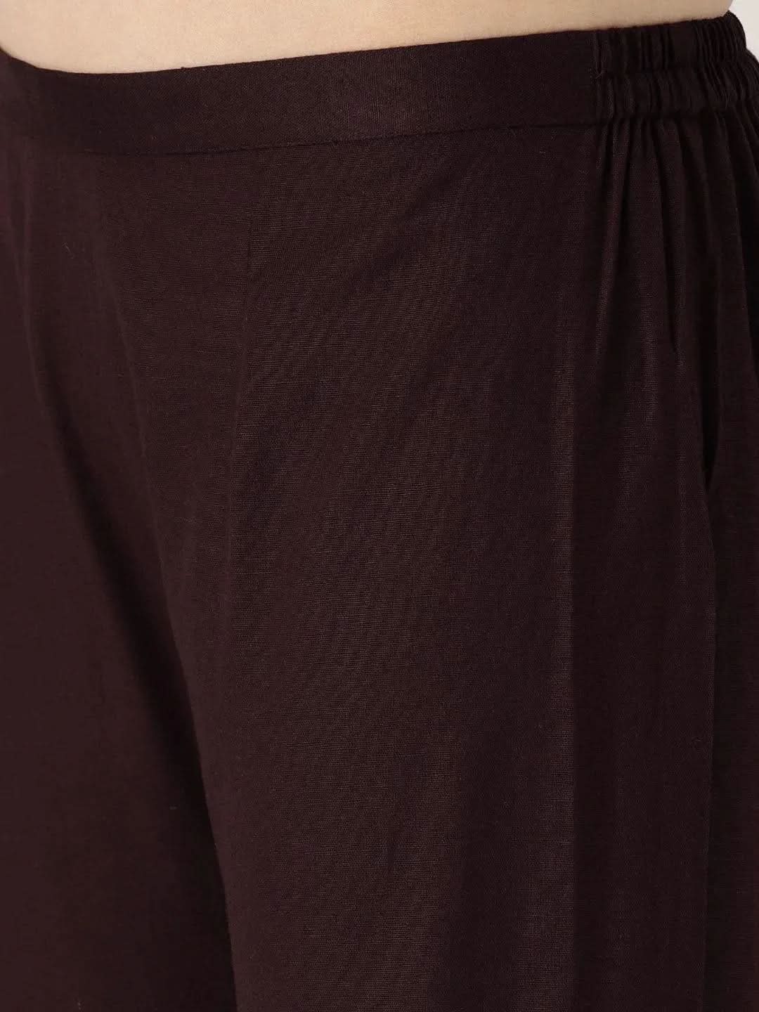 

Brown Solid Cotton Sharara Pants