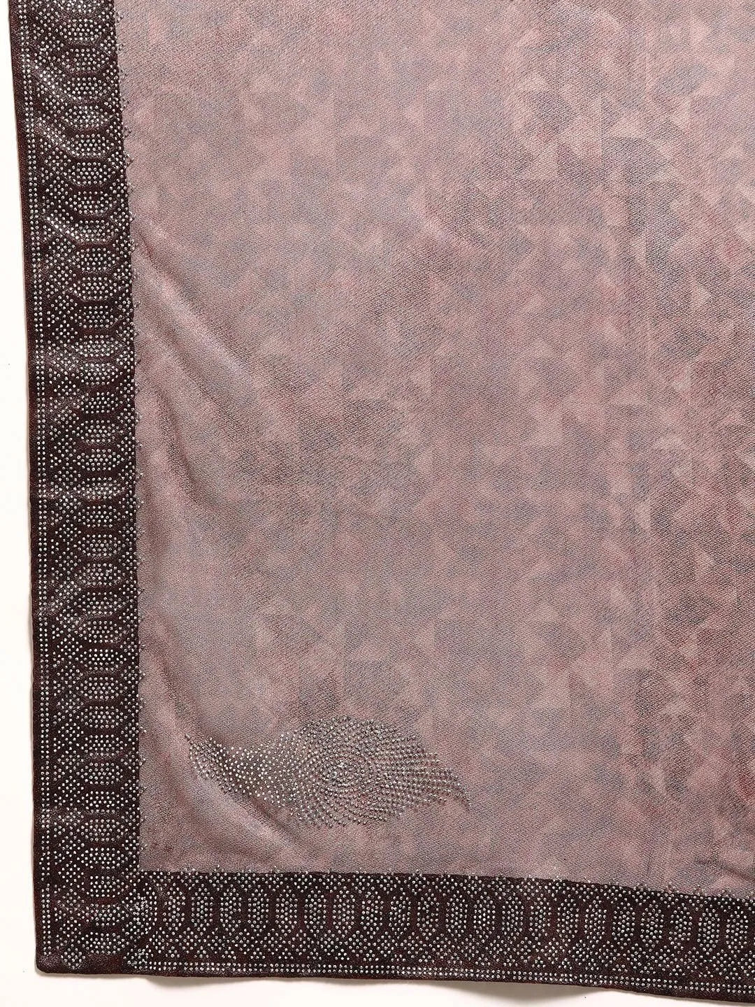 Brown Solid Lycra Saree - Libas 
