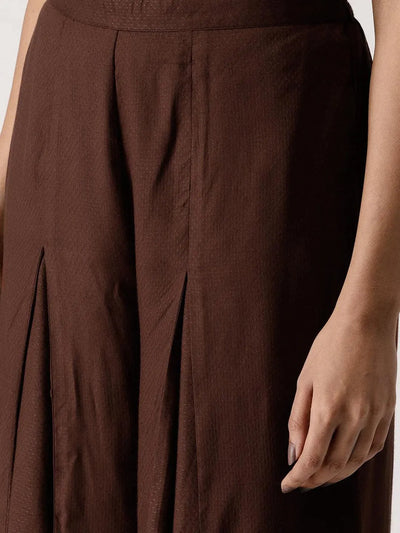 Brown Solid Rayon Palazzos - Libas