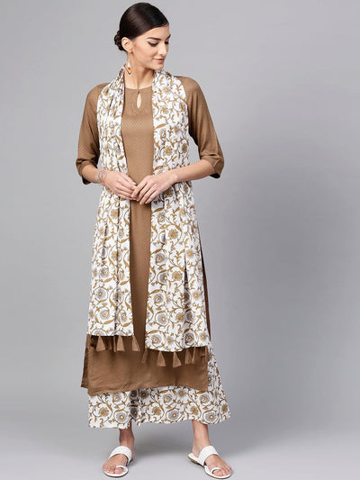 Brown Solid Rayon Suit Set - Libas