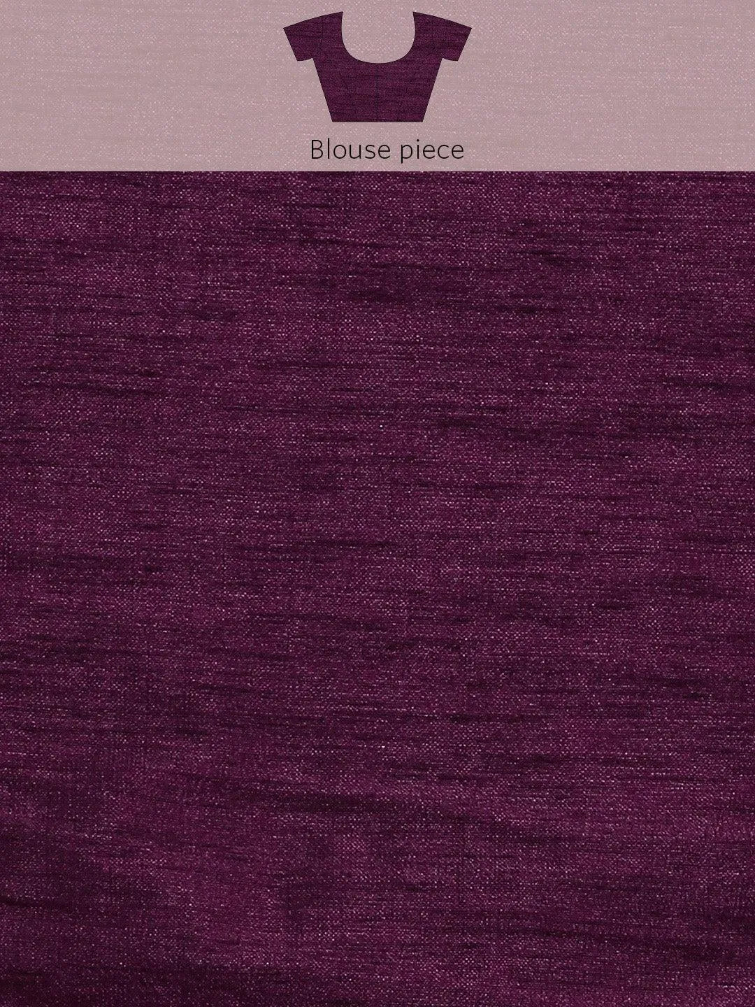 Burgundy Embroidered Silk Blend Saree - Libas 