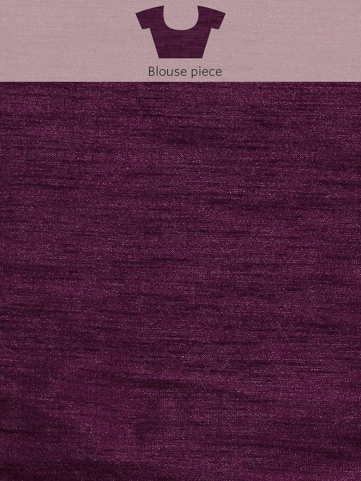 Burgundy Embroidered Silk Blend Saree - Libas