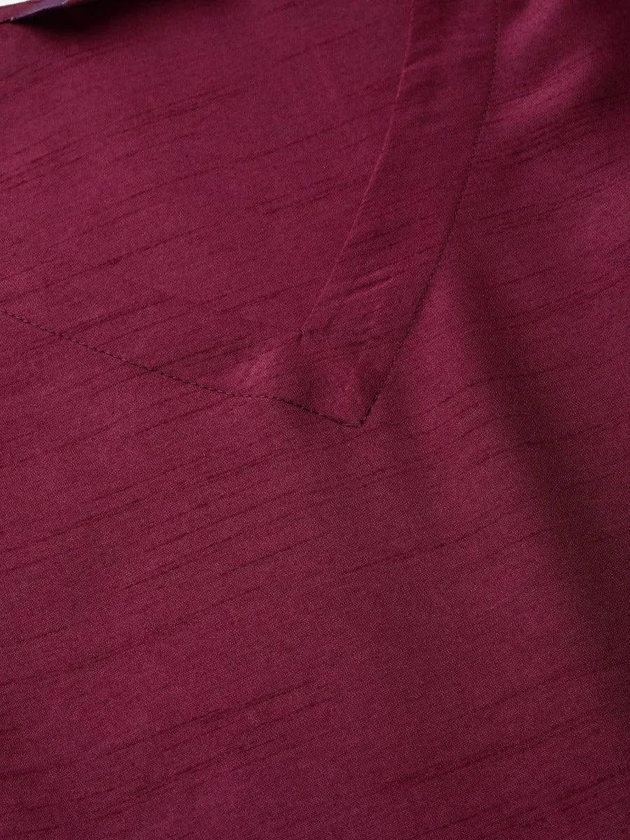 Burgundy Solid Silk Suit Set - Libas 