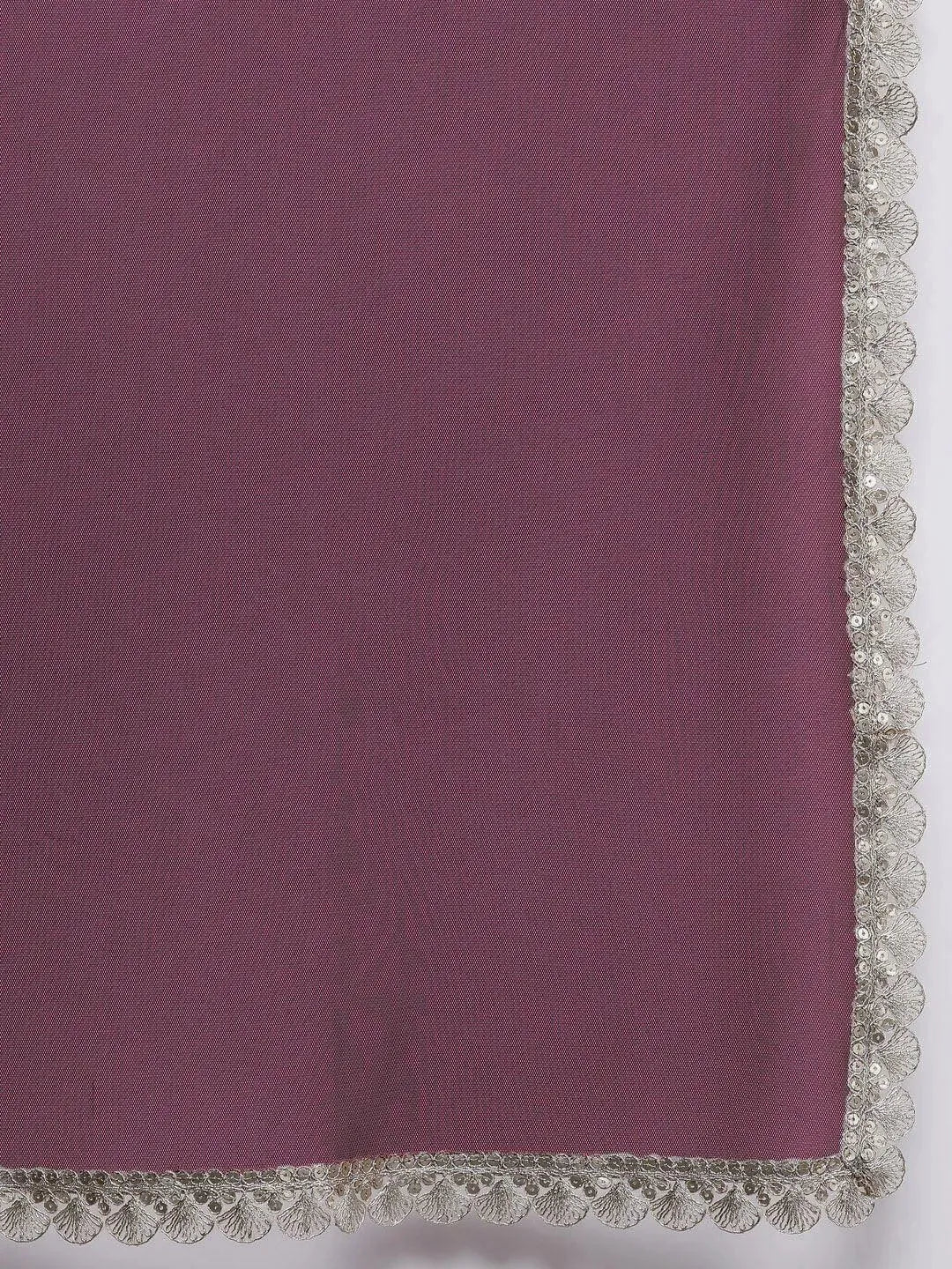 Burgundy Yoke Design Georgette Anarkali Suit Set With Churidar - Libas 