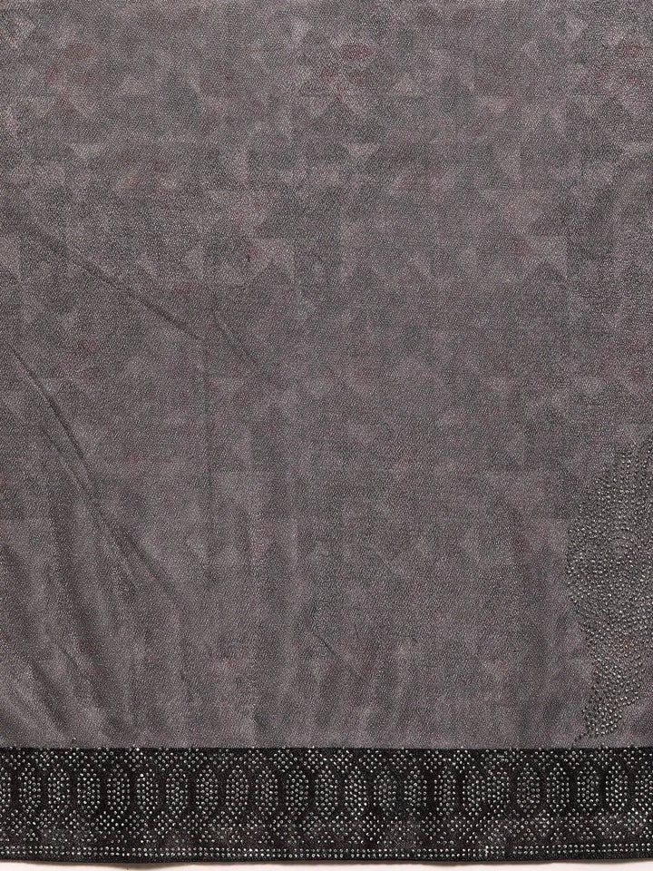 Charcoal Solid Lycra Saree - Libas