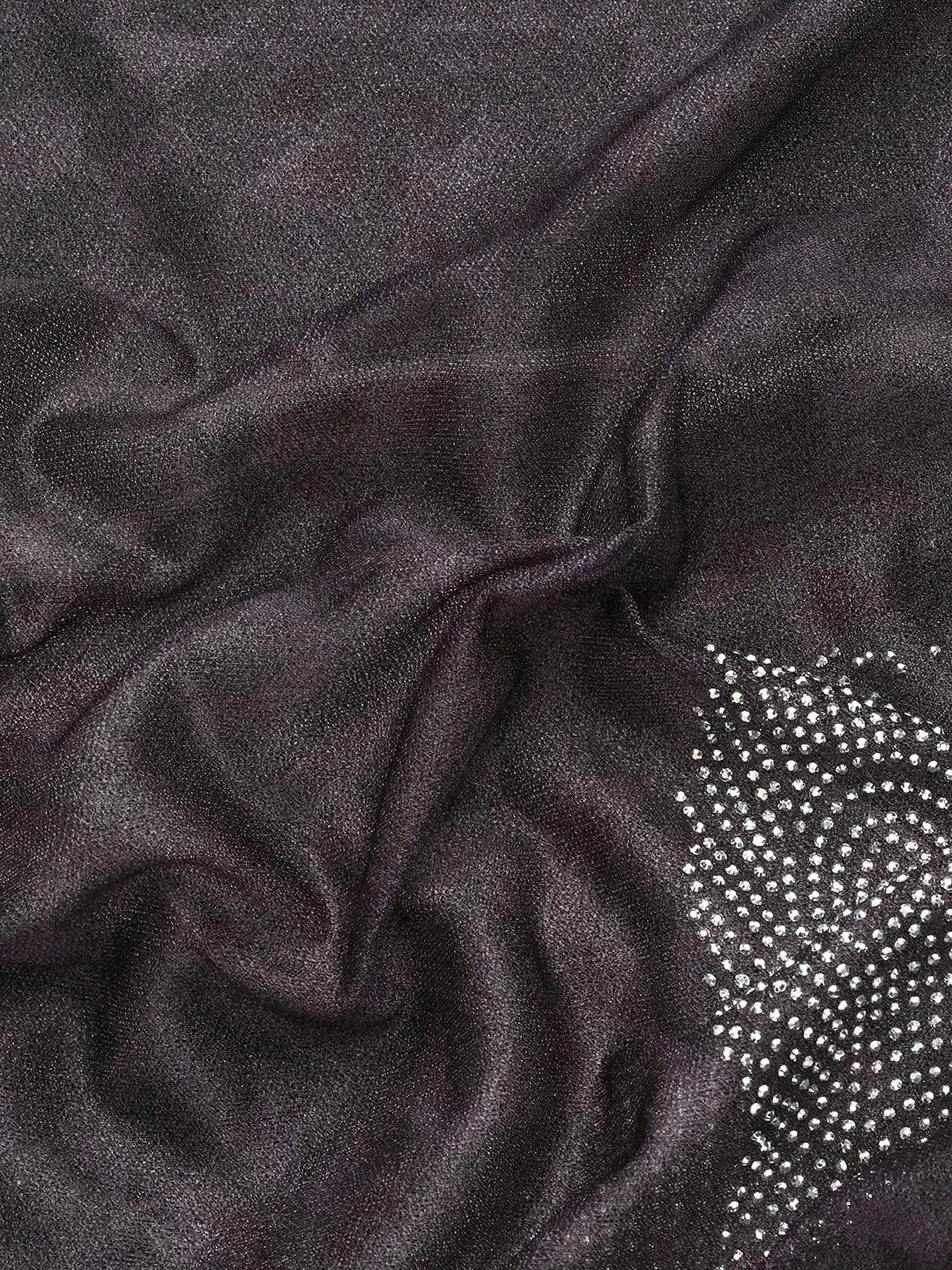 Charcoal Solid Lycra Saree - Libas 